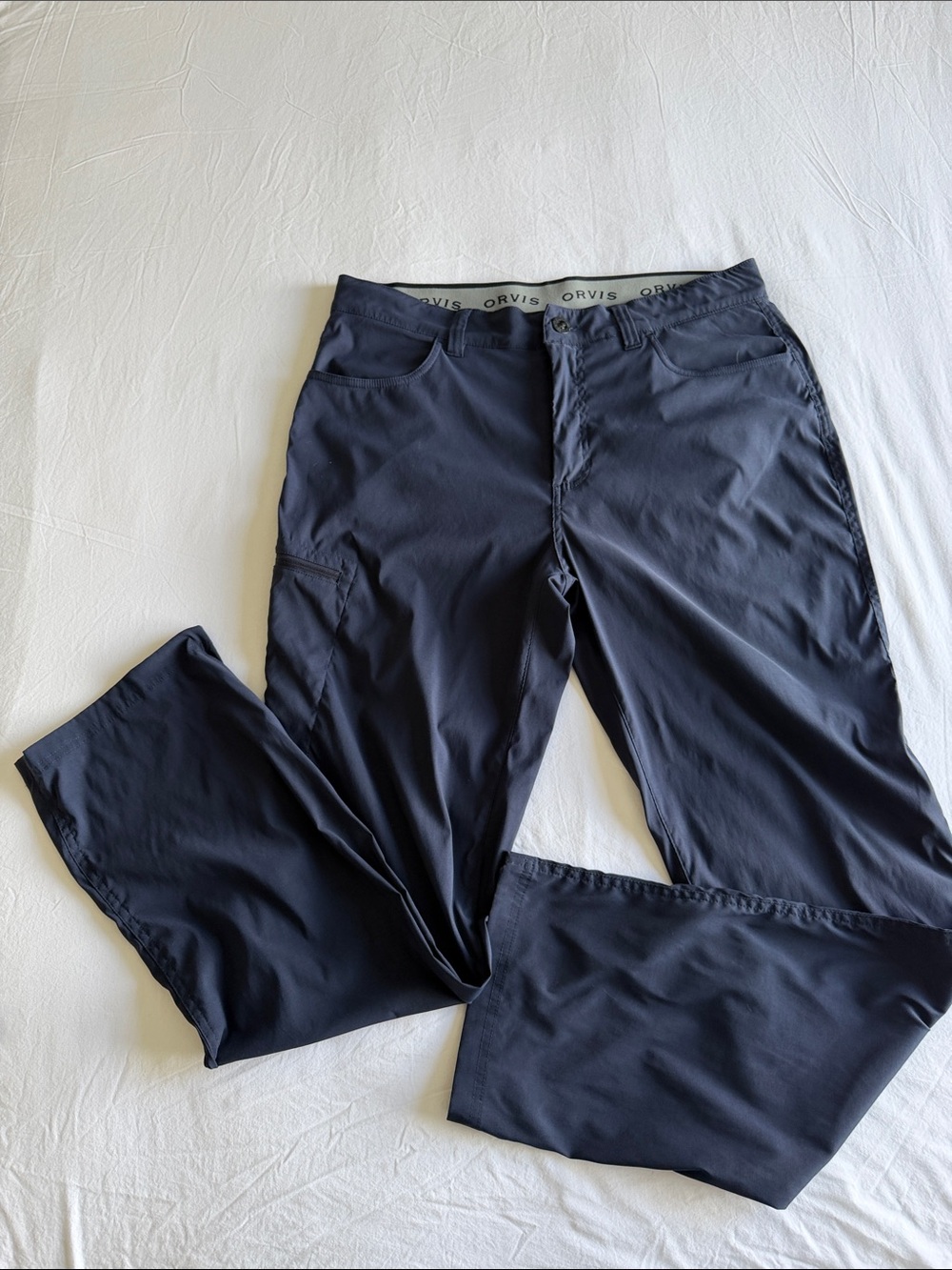 Orvis Men's Navy Nylon Tech Pants Zip Pockets Lightweight Outdoor Travel